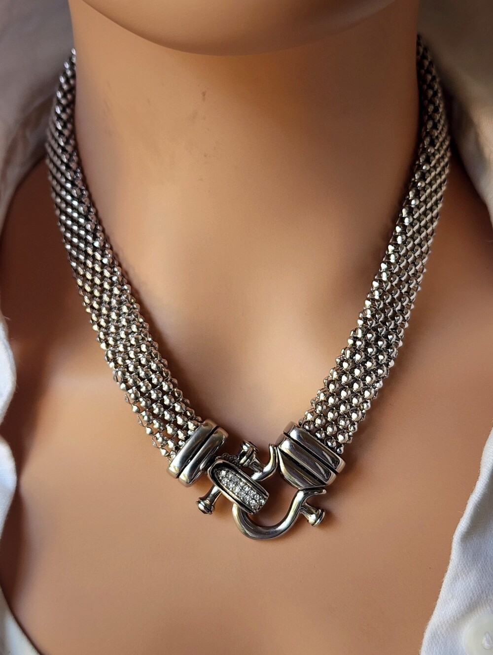 Big Silver Chain Necklace Statement Rare Chunky wide Link Hypoallergenic Luxury